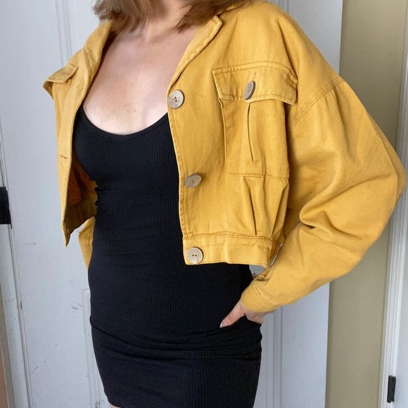 Mustard Cropped Jacket - Picture 3 of 4